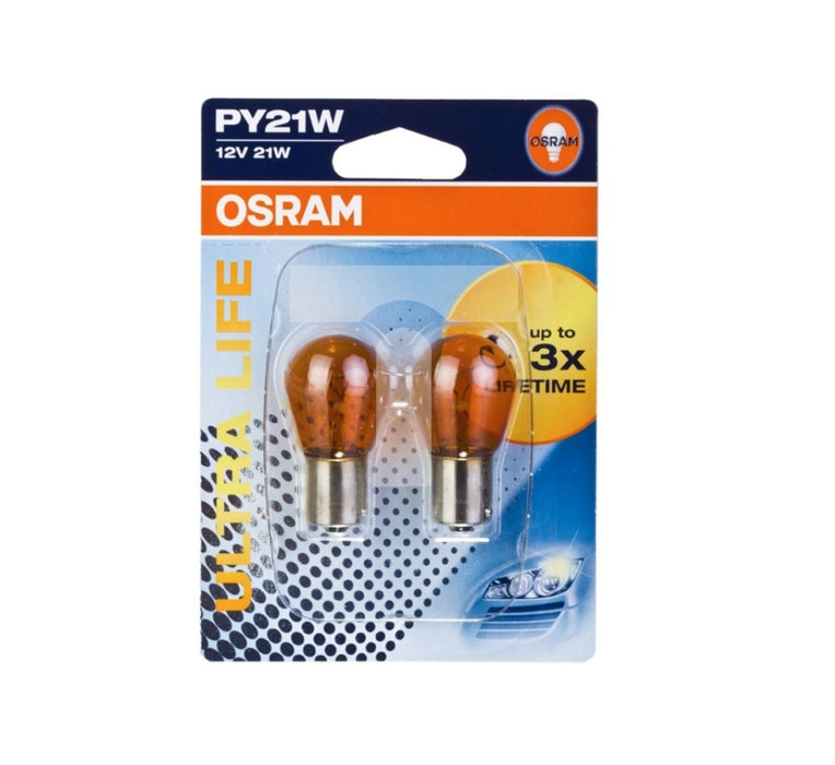 Osram Ultra Life Amber Bayonet Globe 21W [ref Narva 17384] Pack 2 7507ULT-02B Osram - Micks Gone Bush