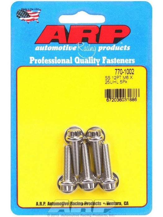 ARP Bolt Kit 12PT M6 x 1.00 x 25mm UHL w/ 8mm Socket Stainless 5pk 770-1002 ARP - Micks Gone Bush