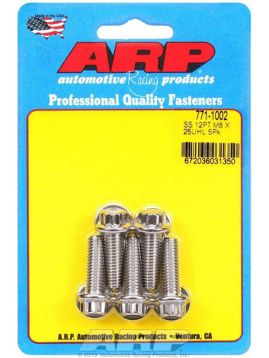 ARP Bolt Kit M8 x 1.25 x 25mm UHL w/ 10mm 12PT Socket Stainless 5pk 771-1002 ARP - Micks Gone Bush