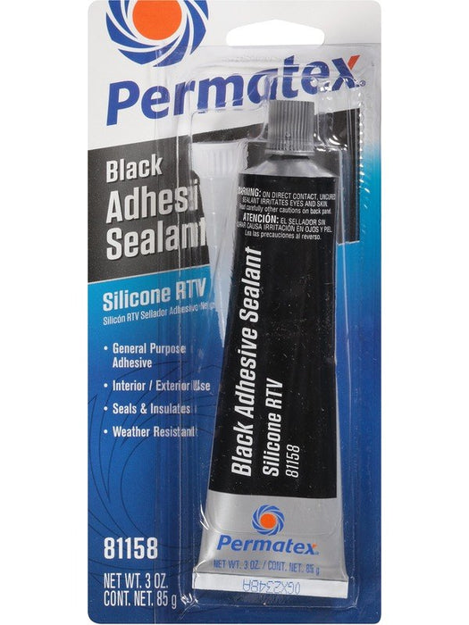 Permatex Sealant Black Silicone Adhesive Sealant Silicone 3.00 oz Tube 81158 Permatex - Micks Gone Bush