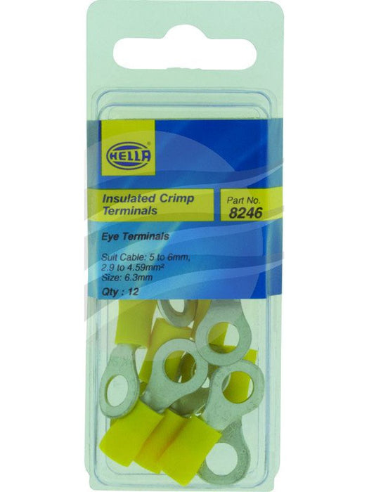 Hella Terminal Eye Yellow 6.3mm Pack 12 Insulated 8246 Solderless Terminal Kits Hella - Micks Gone Bush