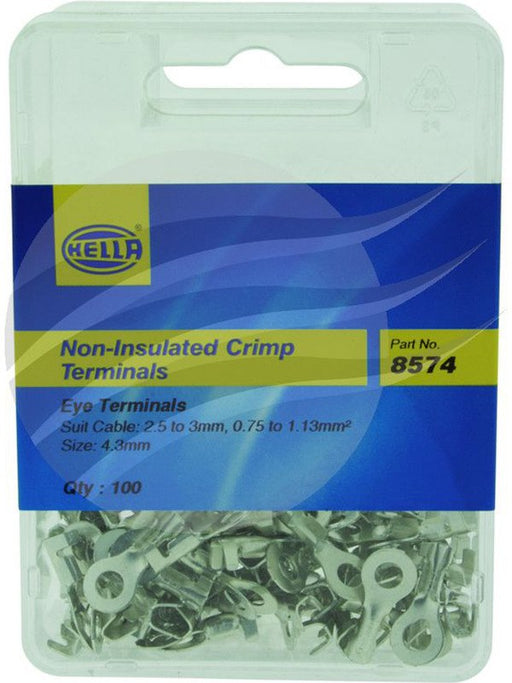 Hella Pack 100 Terminal Eye 4.3mm Non Insulated 8574 Solderless Terminal Kits Hella - Micks Gone Bush
