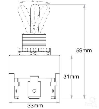 OEX Toggle Switch On/off/on Dpdt 25A 12V 6 Blade Terminals Part No. ACX3882BL SWITCH OEX - Micks Gone Bush