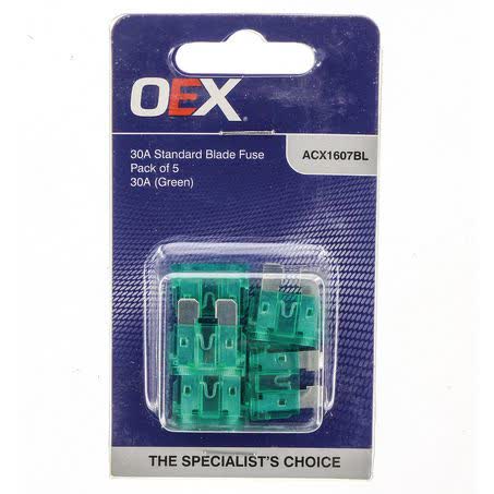 OEX Standard Blade Fuse 30A Green Pack Of 5 ACX1607BL FUSE OEX - Micks Gone Bush