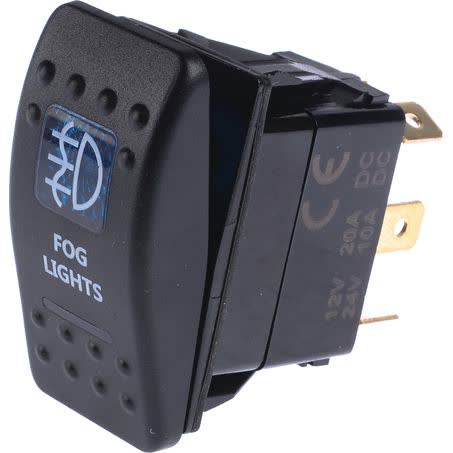 Thunder Rocker Switch On/off Spst 12 Or 24V Blue Illuminated 20A TDR11020 SWITCH THUNDER - Micks Gone Bush