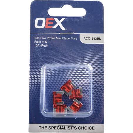 OEX Low Profile Mini Blade Fuse 10A Red Pack Of 5 ACX1643BL FUSE OEX - Micks Gone Bush