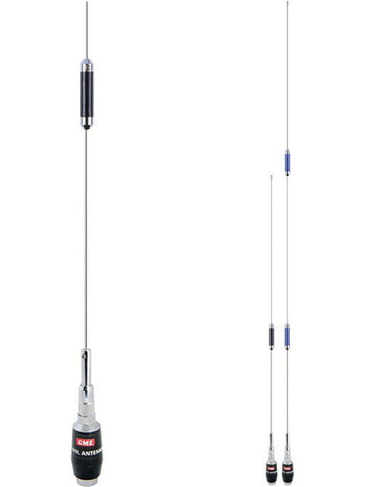 GME Fold Down Stainless Steel Antenna 6 & 9dBi Gain 830mm/1230mm AE409L GME - Micks Gone Bush
