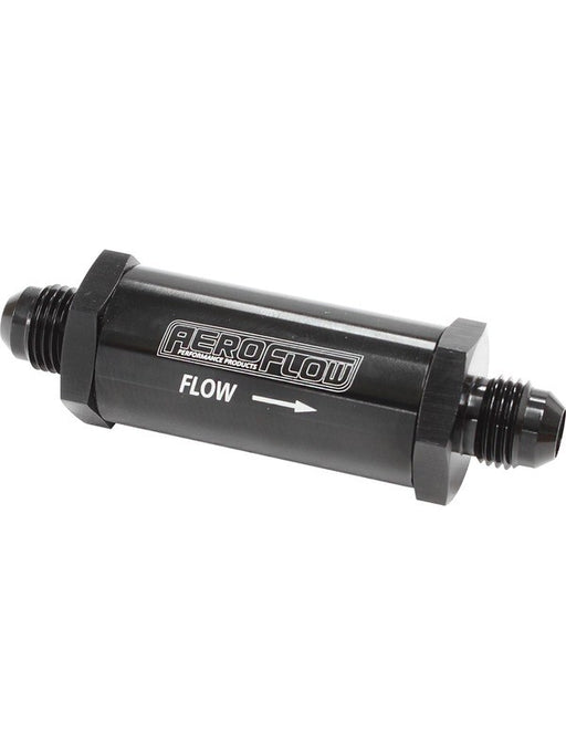 Aeroflow -6AN Turbo Inline Oil Filter Black 30 Micron Washable AF607-06BLK Aeroflow - Micks Gone Bush
