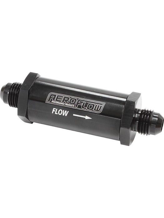 Aeroflow -6AN Turbo Inline Oil Filter Black 30 Micron Washable AF607-06BLK Aeroflow - Micks Gone Bush