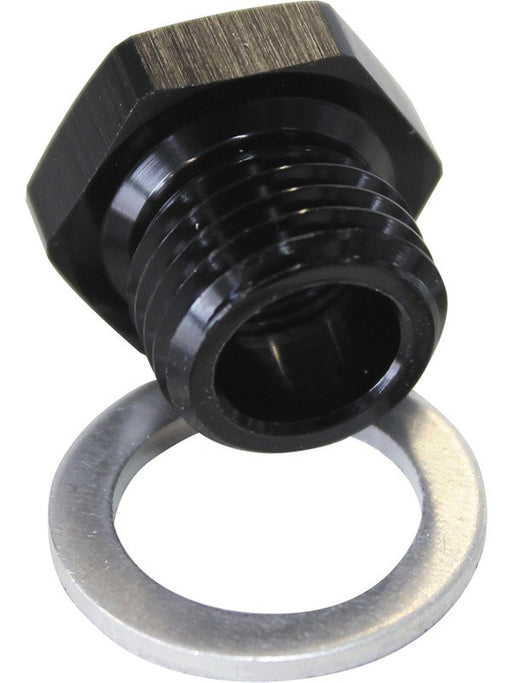 Aeroflow Metric Port Reducer M12 x 1.5 to 1/8 Inch Black AF912-M12-02BLK Aeroflow - Micks Gone Bush