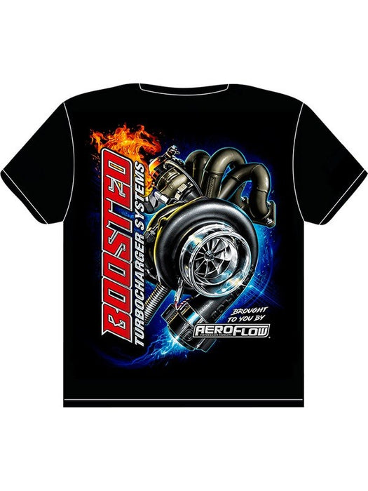 Aeroflow Boosted Black Large T-Shirt Turbo & Manifold Design AFBOOSTED-L Aeroflow - Micks Gone Bush