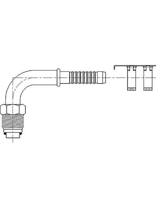 Atco Fitt 90 Deg #8 Air O Crimp Mor with Clamp AN1422C ATCO - Micks Gone Bush