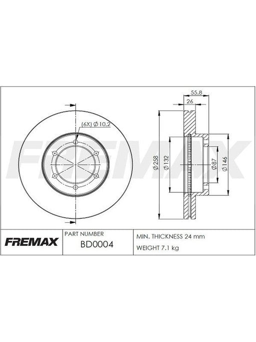Fremax Brake Disc Front Pair BD-0004 Fremax - Micks Gone Bush
