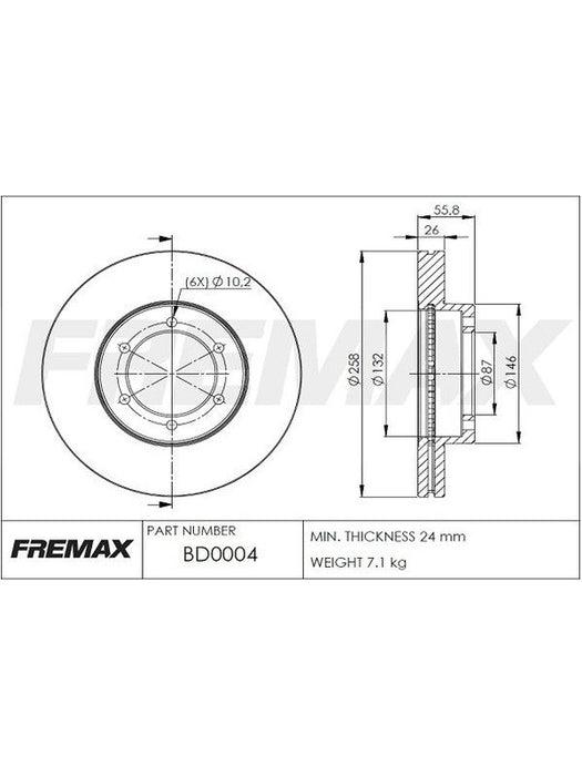 Fremax Brake Disc Front Pair BD-0004 Fremax - Micks Gone Bush