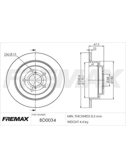 Fremax Brake Disc Rear Pair BD-0034 Fremax - Micks Gone Bush