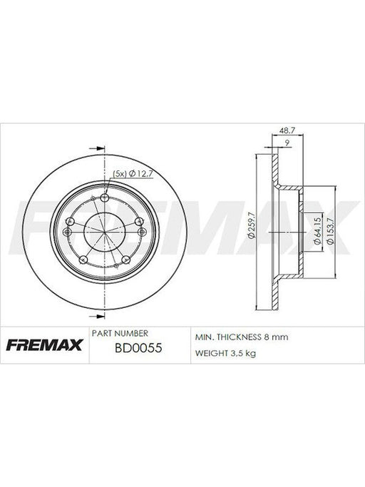 Fremax Brake Rotor (Pair) Rear BD-0055 Fremax - Micks Gone Bush