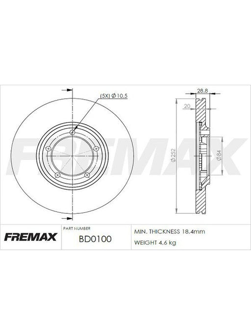 Fremax Brake Disc Front Pair BD-0100 Fremax - Micks Gone Bush