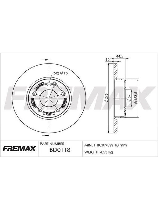 Fremax Brake Disc Front Pair BD-0118 Fremax - Micks Gone Bush