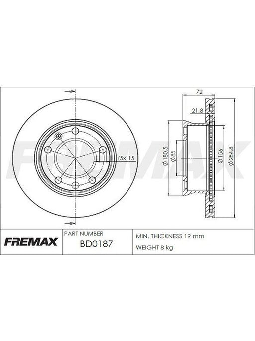 Fremax Brake Disc Front Each BD-0187 Fremax - Micks Gone Bush