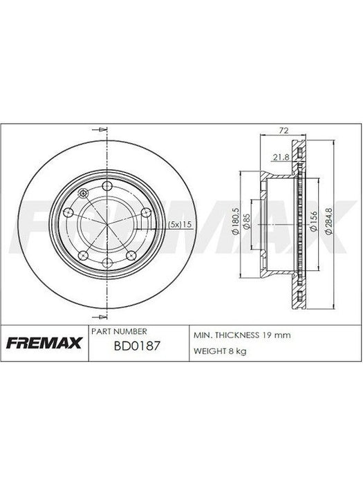 Fremax Brake Disc Front Each BD-0187 Fremax - Micks Gone Bush