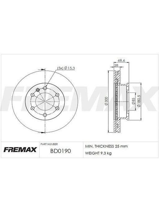 Fremax Brake Disc Front Pair BD-0190 Fremax - Micks Gone Bush