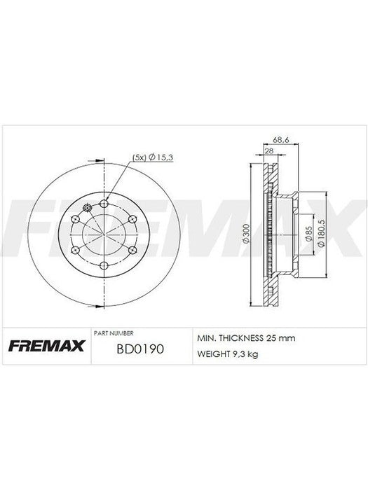 Fremax Brake Disc Front Pair BD-0190 Fremax - Micks Gone Bush