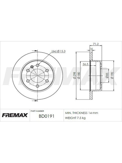 Fremax Brake Disc Rear Pair BD-0191 Fremax - Micks Gone Bush