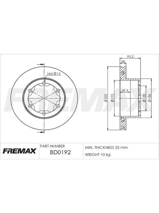 Fremax Brake Disc Rear Each BD-0192 Fremax - Micks Gone Bush