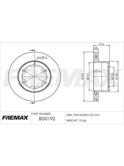 Fremax Brake Disc Rear Each BD-0192 Fremax - Micks Gone Bush