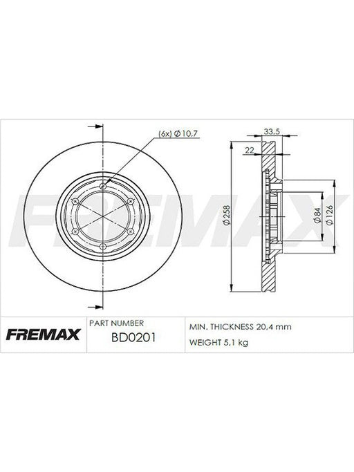 Fremax Brake Disc Front Pair BD-0201 Fremax - Micks Gone Bush