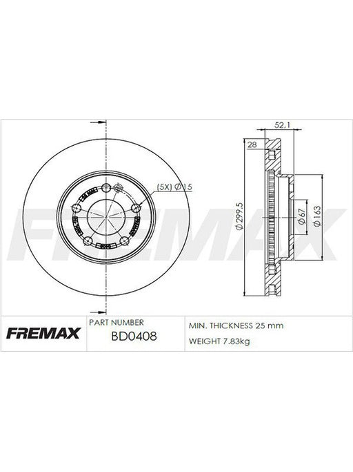 Fremax Brake Disc Front Pair Mercedes Vito Bluetec BD-0408 Fremax - Micks Gone Bush