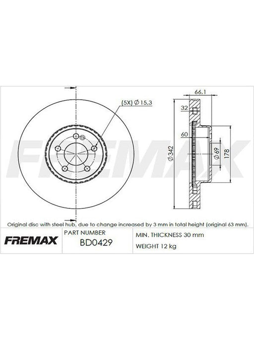 Fremax Brake Disc BD-0429 Fremax - Micks Gone Bush