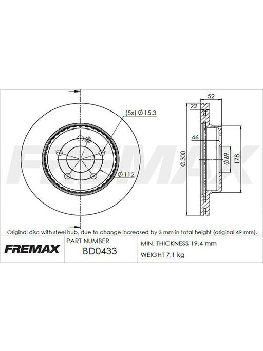 Fremax Brake Disc Rear Pair BD-0433 Fremax - Micks Gone Bush