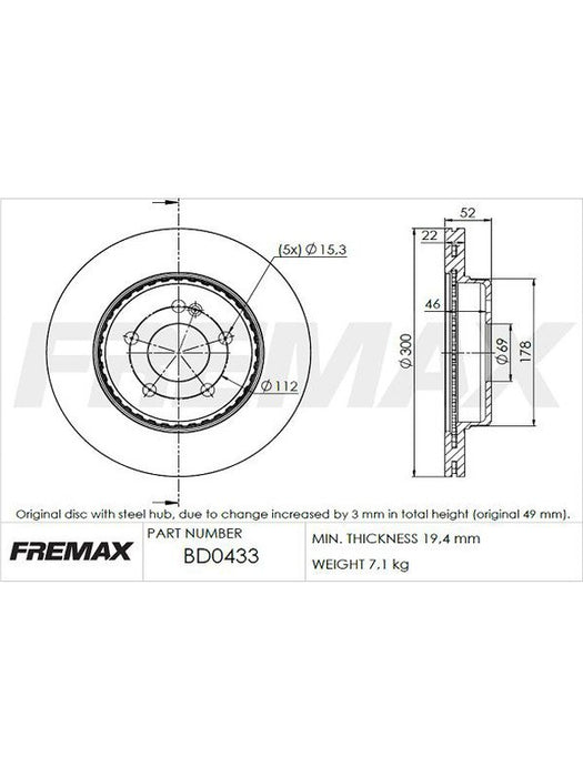 Fremax Brake Disc Rear Pair BD-0433 Fremax - Micks Gone Bush
