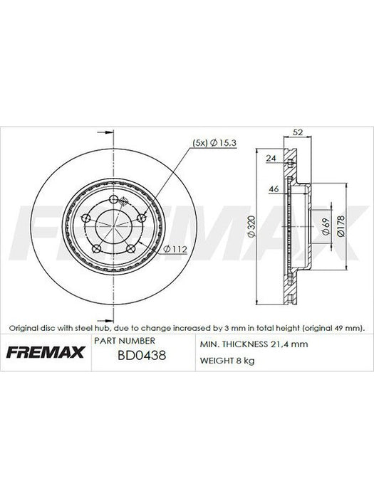 Fremax Brake Disc Rear Pair Mercedes Glc43 Amg X253 BD-0438 Fremax - Micks Gone Bush