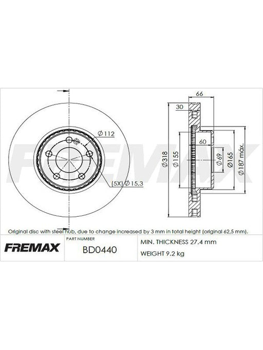 Fremax Brake Disc Front Pair BD-0440 Fremax - Micks Gone Bush