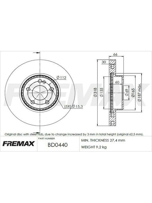 Fremax Brake Disc Front Pair BD-0440 Fremax - Micks Gone Bush