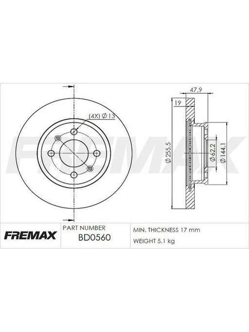 Fremax Brake Disc Front Pair BD-0560 Fremax - Micks Gone Bush