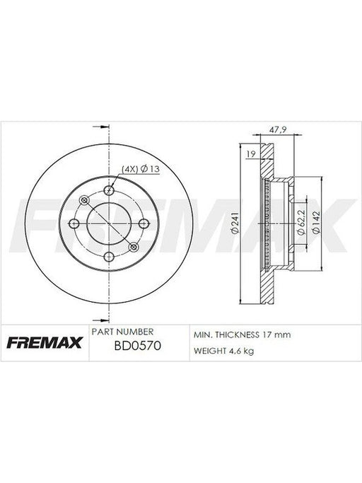 Fremax Brake Disc Front Pair BD-0570 Fremax - Micks Gone Bush