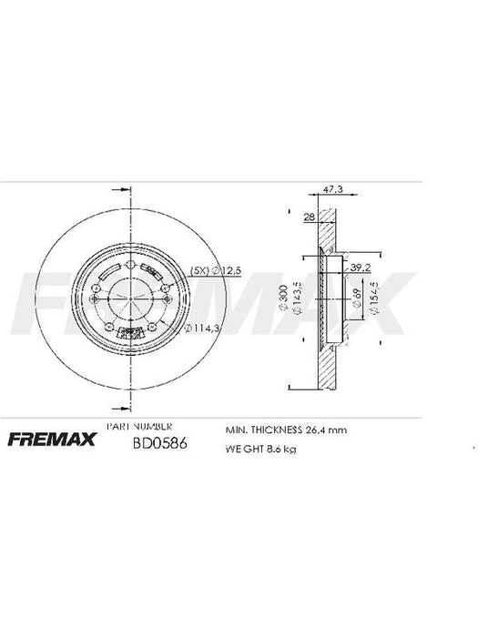 Fremax Brake Disc Front Pair Santa Fe Elantra Sonata Tucson Veloster BD-0586 Fremax - Micks Gone Bush
