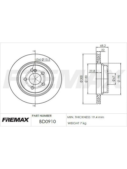 Fremax Brake Disc Rear Pair BD-0910 Fremax - Micks Gone Bush