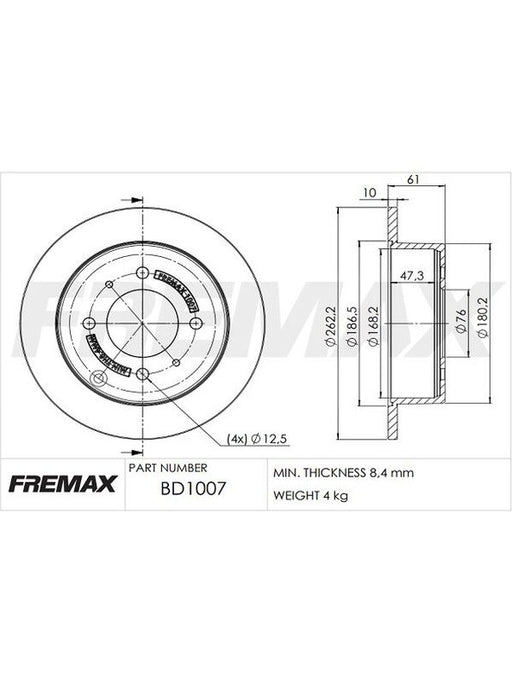 Fremax Brake Disc Rear Pair BD-1007 Fremax - Micks Gone Bush