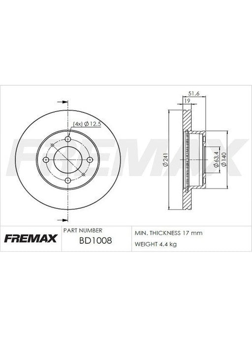 Fremax Brake Disc Front Pair BD-1008 Fremax - Micks Gone Bush