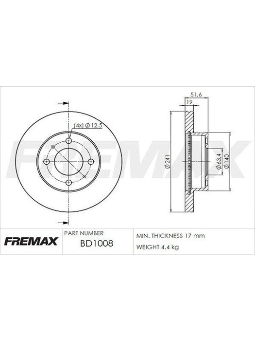 Fremax Brake Disc Front Pair BD-1008 Fremax - Micks Gone Bush