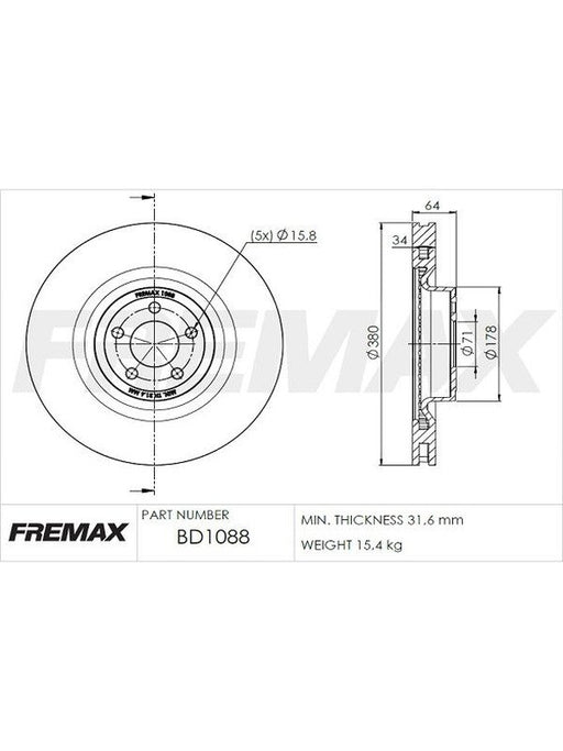 Fremax Brake Disc Front Each BD-1088 Fremax - Micks Gone Bush