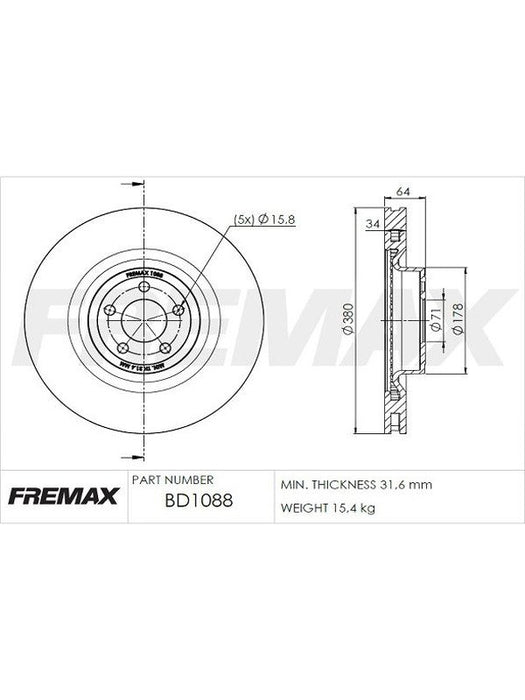 Fremax Brake Disc Front Each BD-1088 Fremax - Micks Gone Bush