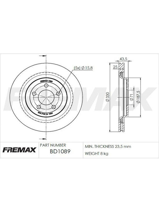 Fremax Brake Disc Rear Pair BD-1089 Fremax - Micks Gone Bush