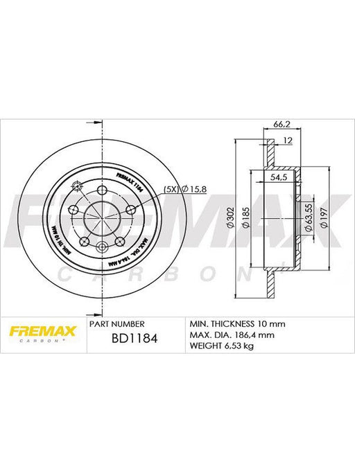 Fremax Brake Disc Rear Each BD-1184 Fremax - Micks Gone Bush