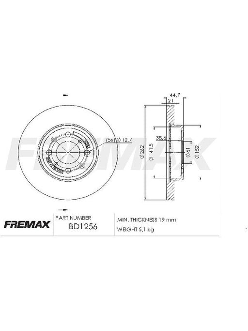 Fremax Brake Rotor Vented Pair Front BD-1256 Fremax - Micks Gone Bush