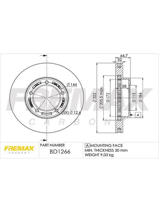 Fremax Brake Disc Front Pair BD-1266 Fremax - Micks Gone Bush